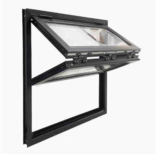Ventanas de aluminio de guillotina doble, puerta de ventana de servicio con soporte de concesión de montaje empotrado, ventana de servicio de concesión de vidrio templado de 5 mm, el color y el tamaño