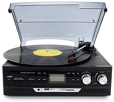 Skivspelare, musikdosa Skivspelare Skivspelare Bluetooth/FM-spelare Vintage skivspelare Classic Black Vintage S