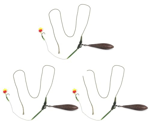 Lot de 3 bas de ligne de pêche à la carpe avec plombs en caoutchouc anti-enchevêtrement rapide Ss
