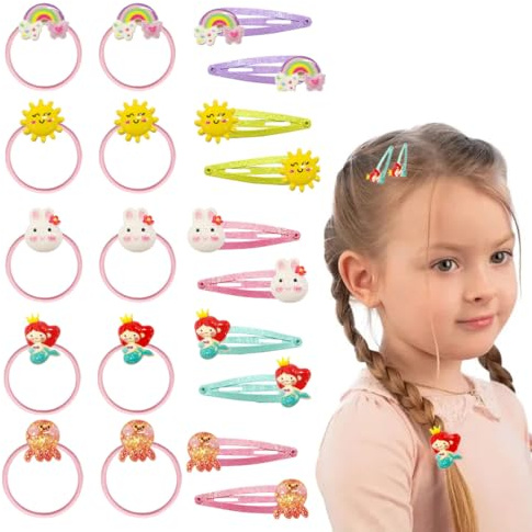 10 Pièces Barrettes Enfants, 10 Pièces Petit Elastique Cheveux Fille Bebe, Accessoire Cheveux fille, Cheveux Barrette à Paillettes pour Bébés Fille Enfants