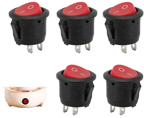 5 interruttori a levetta da 12 V, 2 poli, rosso, mini interruttori a bilanciere per applicazioni da 12 V per auto, barca, camper, modellismo, illuminazione, interruttore da 12 Volt, mini interruttore