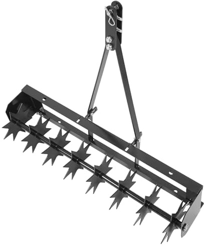 TAUIANE Arieggiatore Manuale da 32 Pollici, Arieggiatore A Punta per Terreno Profondo, con Denti in Acciaio Zincato E Ampia Barra di Traino, per Giardini, Prati, Fattorie,Nero