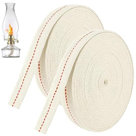 2 Rollen Docht für Öllampen, Petroleumlampe Docht, 1 cm X 3 M, Bieten Gleichmäßiges, Rauchfreies und Flexibles Abbrennen und Eignen Sich Daher Ideal für Camping, Wandern und Mehr