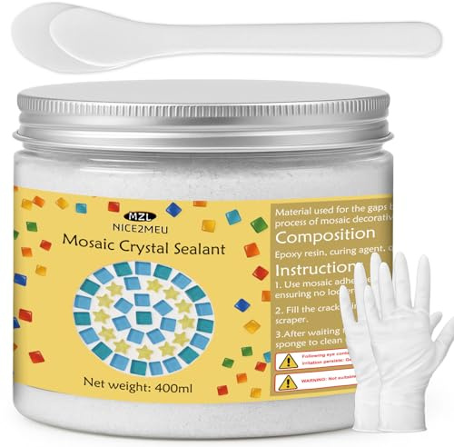 NICE2MEU 400g White Mosaic Crystal Grout, No Need to Add Water, Grout for Mosaic Tiles Crafts, Mosaics Tile Tools for Ceramic, Stone, and Glass Tiles