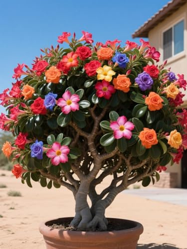 Tubérculos de rosa del desierto/Rosa del desierto perenne resistente/Decoración de macetas de jardín/Bajo mantenimiento-3 Rizoma-B