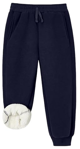 Volunboy Pantalones Deportivos Niños Joggers Forro Polar Tobillos Elásticos Ropa Escolar Colegio Día a Día Exterior(Tamaño 100,2-3 años,Azul Marino