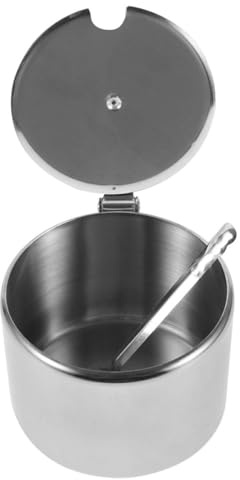 ANDRESLAD Zuccheriera in Acciaio Inox 85 CM con Coperchio e Cucchiaio Set di Contenitori Magnetici per Sale Spezie e Condimenti Barattolo Rotondo Multiuso per Cucina e Tavola