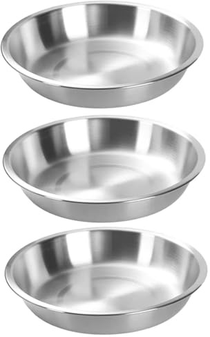 Peosaard Moule à Tarte en Acier Inoxydable, Plat de Cuisson à Tarte 3 pièces casseroles empilables en Acier Inoxydable de 9.5 Pouces pour la Cuisson au Four Cuisine, casseroles pour