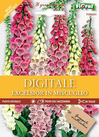 Semi Digitale Excelsior (Digitalis purpurea), Fiori a Grappoli a Forma di Campanula, 100 Pezzi, per Giardinaggio, Balcone, Terrazzo, Aiuole seeds digital