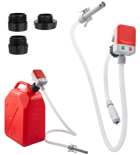 Kraftstoff Umfüllpumpe mit Auto-Stopp, Elektrische Benzinpumpe für Kanister, 3 Adaptergrößen Kraftstoffpumpe 2.4GPM, Kanister Pumpe Elektrisch, Elektrische Transferpumpe für Auto, Boot