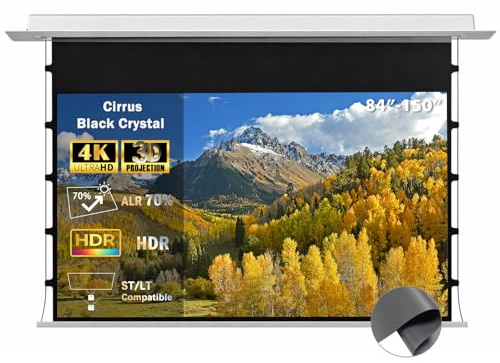WUPRO Cirrus Schermo di Proiezione 120 Pollici, Motorizzato da Incasso a Soffitto, Black Crystal 4K ALR, Compatibile con Proiettori ST/LT (Non UST), per Ambienti Luminosi