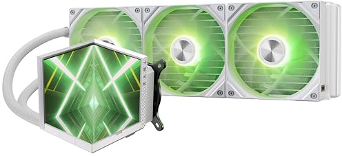 TRYX STAGE ARGB 360 AIO Wasserkühlung Weiß | CPU-Kühler mit zwei 4,0-Zoll-IPS-Displays, 360-mm-Radiator und 3×120-mm-ARGB-Lüftern für leistungsstarke Flüssigkühlung