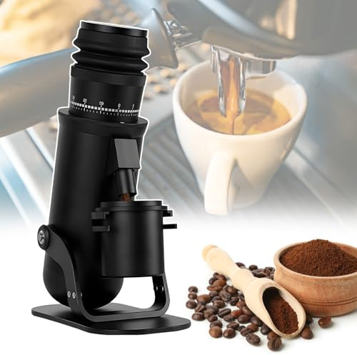 HCAUYNN Moulin à café électrique, meule Conique Titane 48 mm - Moulin pour Espresso Professionnel avec réglage 60 Vitesses et Couvercle aimanté trémie, pour Expresso, Filtre