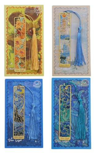 QEXUJOW Segnalibri,Set di 4 segnalibri in metallo, segnalibri a tema, segnalibri in stile dipinto a olio vintage, decorazioni per libri, oggetti da collezione, souvenir.