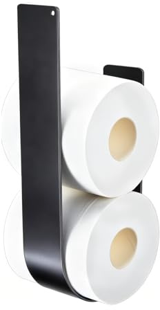 JYYWTSI Portarotolo di carta igienica da parete senza foratura, carta igienica autoadesiva, porta carta igienica in metallo, per 3 rotoli, porta carta igienica, colore nero