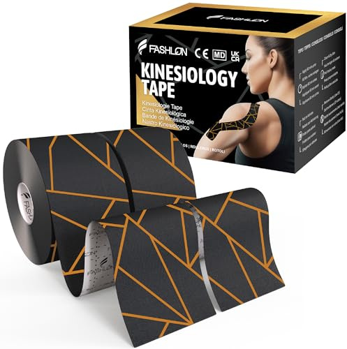 FASHLON Oskuren Kinesiologitejp Bomull, 2 Rullar - Nattbrons | 5 cm x 5 m vardera. Vattentålig Premium Muskeltejp för Padel, Innebandy & Löpning. Hudvänlig, Elastisk Fysioterapitejp