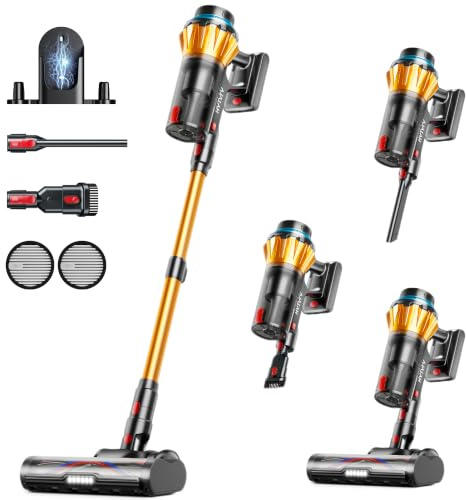 HYTVTY Cordless Vacuum Cleaner 650W 55KPA 70Mins, Stick Vacuum with Anti-Tangle Brush, OLED Touch Screen, Wall-Mount, 1.8L Self-Standing Vacuum Cleaners for Home, Pet Hair, Carpet, Hardwood Floor