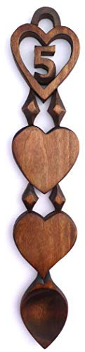 Elegant 5th Anniversary Love Spoon - Free Engraving of Names & Date on Welsh Love Spoons
