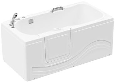 HOME DELUXE - Seniorenbadewanne inkl. Whirlpool- VITAL M Links - Maße: 153 x 76 x 64cm - inkl. komplettem Zubehör | Badewanne mit Tür, Senioren Badewanne mit Einstieg