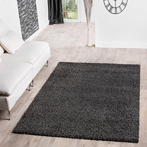 T&T Design Shaggy Teppich Hochflor Langflor Teppiche Wohnzimmer Preishammer versch. Farben, Farbe:anthrazit, Größe:120x170 cm