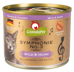 GranataPet Symphonie No.3 Nourriture pour Chat Sauvage et Poulet sans céréales ni sucres ajoutés Filet en gelée Naturelle Nourriture Humide délicate pour Chats 6 x 200 g