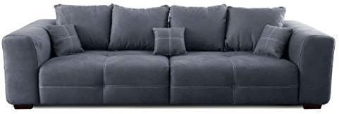 Cavadore Big Sofa Mavericco / XXL Couch im modernen Design / Inklusive Rückenkissen und Zierkissen / 287 x 69 x 108 cm (BxHxT) / Mikrofaser Grau
