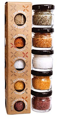 GLOSA MARINA - Sal Marina 5er Gourmet Salze Set No.1 - Meersalz aus Mallorca als ideales Gewürze Geschenkset Salzset (5x25g)