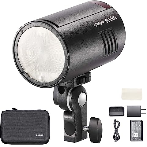 Godox AD100 Pro AD100Pro Pocket Outdoor Flash Strobe, 100Ws 2.4G TTL 1/8000s, HSS Monolight, 0.01-1.5s Recycle, 320 Full Power Flashes, 12W Modeling Lamp, GODOX AD 100 Pro with Rechargeable Battery