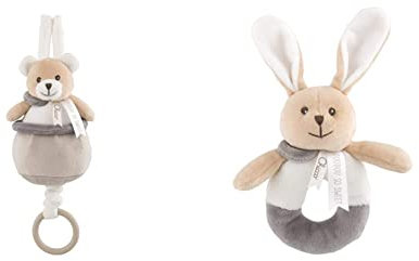 Chicco Gioco My Sweet Doudou Carillon Orsetto, Colore Neutro, 0 Mesi+ & Gioco My Sweet Doudou Coniglietto Trillino, Colore Neutro, 0 Mesi+