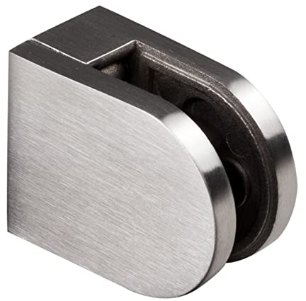 Edelstahl Glashalter halbrund für 6mm Glas Glasklemme flach gerade Flächen