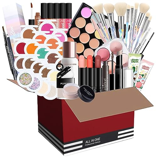 Professionelles Make-up Sets, MKNZOME 36St Schminkset mit Schminktasche Schminkkoffer Mädchen Gefüllt Frauen Makeup Paletten Kosmetik Lidschatten Lipgloss Geburtstags Weihnachten Geschenkset 36pcs
