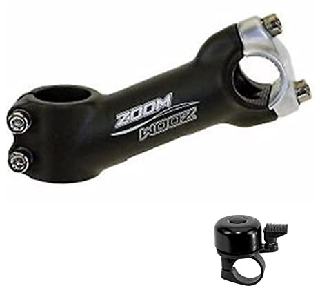 Zoom Ahead Lenkervorbau Klemmung 25,4 mm Neigungswinkel 25° MTB/Trekking 28,6 mm/110 mm Schwarz inkl. Fahrradklingel