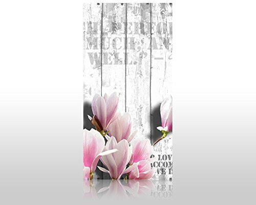 wandmotiv24 Duschrückwand Holz rosa Blüten 100 x 200cm (B x H) - Acrylglas 4mm M0540