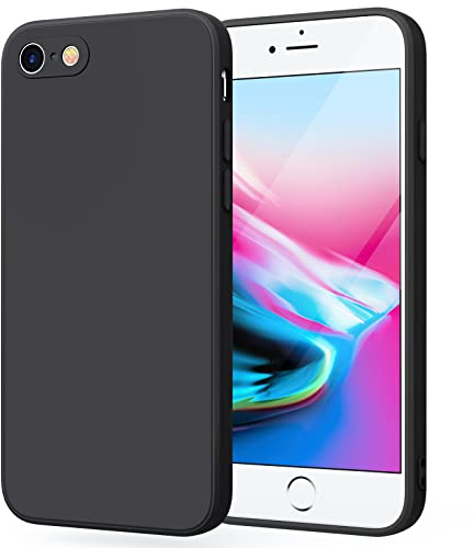 Wanme Hülle für iPhone SE 3/2 (Modell 2022/2020), iPhone 8/7 Hülle, Ultra Dünn Soft Flüssig Silikon Case, Vollständige Schutzhülle Handyhülle für iPhone 8/7/SE (Schwarz)
