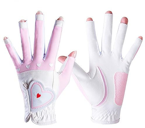 ThreeH Golfhandskar par båda händerna halvfinger alla väder grepp halkskydd nät cool andningsbar handske för damer flickor sommar träning
