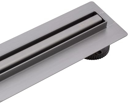 Balneo Slim & Low Proline Gun Metal Duschrinne 60 cm, Edelstahl AISI 304 | Edelstahl AISI 304, Panel 14 mm, Einbautiefe ab 57 mm, 49 l/min, Schmutzfangsieb, 10 J. + 2 J. Beschichtung