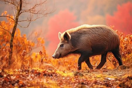 Acryl-Bild 110 x 70 cm: ein Wildschwein, das im Wald spaziert (207156494)