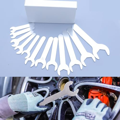 YnGia Super Thin 1.5mm Wrench Set Open Ended Wrench Silver Open Ended Spanner Combination Repair Tool 12PCS (Long 6.6~12mm)