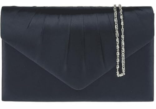 Purple Possum® Clutch aus Satin, Umschlagtasche, marineblau, Abendtasche, Damen-Umhängetasche, Abschlussball, Hochzeit, Marineblau, Marineblau, Dunkelblau, Medium