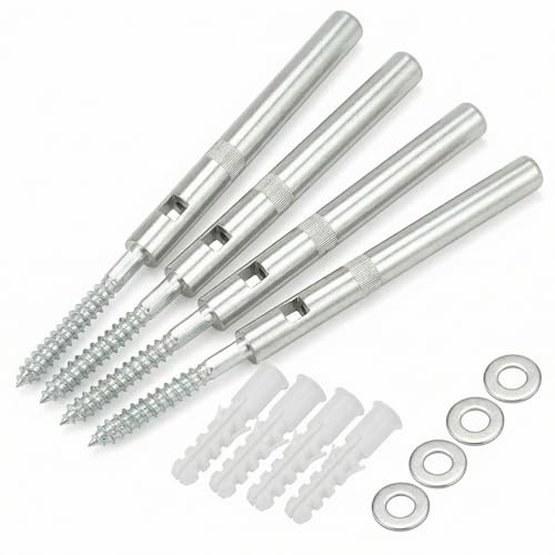 QWORK® Lot de 4 Supports d'étagère murale invisibles Ø12x120mm, Fixation étagère en acier comprenant rondelles et chevilles - Capacité de charge 20kg