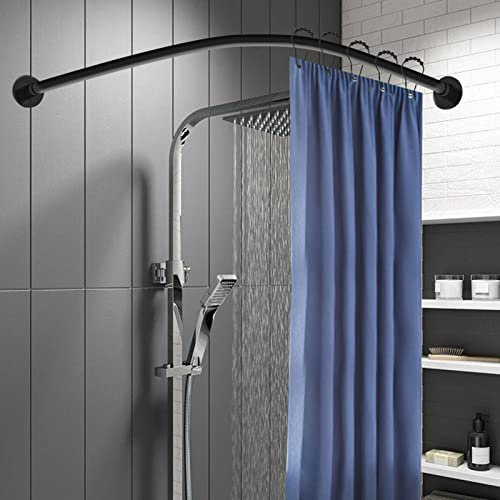 Duschvorhangstange L Form Edelstahl Duschstange Für Duschvorhang ohne Bohren Halterung, Duschstange L Form Duschvorhangstange Badewanne Teleskopstange Dusche Duschvorhang Stange Für Eckbadewanne