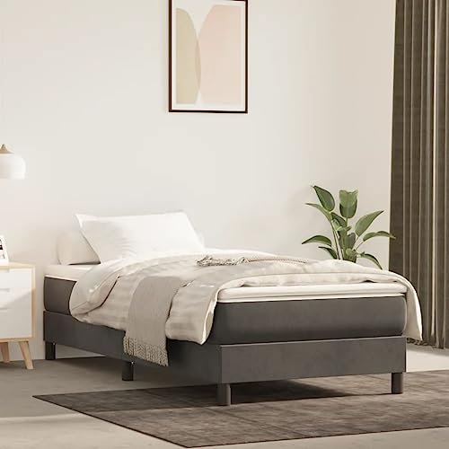 YUHI-HQYD Boxspringbett,Schlafsofa,Matratzenfundament,Full Size Bed Frame,Plattform-Bettgestell,für Schlafzimmer, Arbeitszimmer,Schlafsäle, Wohnungen,Dunkelgrau 100x200 cm Samt