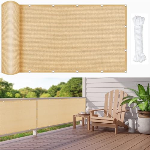 Sonnensegel Nach Maß mit Ösen 175 x 200 cm, Windschutz Reißfest Wetterfest, Markisenschutzhüllen Sonnensegel Leinwand, Schutztuch Sonnensegel, für Balkon Garten, Sandgelb