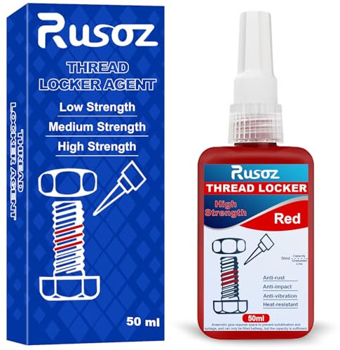 Rusoz Thread Lock Red 50 ml, High Strength Locktight Threadlock, Permanent Threadlocker Screws Bolts Nuts Glue Lock & Seal Fasteners and Metals, Against Losening,Rusting And Leakage
