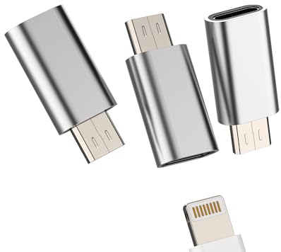 Adaptador Lightning hembra a micro USB macho (3 paquetes) cable móvil carga convertidor de Lightning Jack a Micro USB compatible para Samsung Galaxy Adapter 091-L-mc