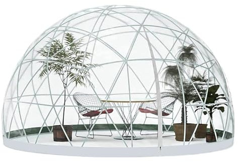 Aredwhiterui Outdoor-Blasenzelt Für 4–8 Personen, 360 ° Transparentes Garten-Iglu, Wetterfestes Kuppelzelt, Geodätische Kuppel-Gewächshausabdeckung Mit Fenster,Clear-9.5ft