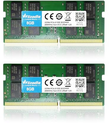 Wlizedle DDR4 2666MHz Laptop Memoria RAM 16GB Kit (2x8GB) CL19 SO-DIMM Modulo di Memoria PC4-21300 260-Pin 1.2V Non-ECC 2Rx8 Upgrade Notebook Memory per Computer Portatile, Verde