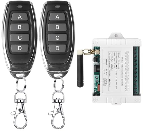 4 Kanäle Funkschalter 12v, Hohe Empfindlichkeitgaragentor Fernbedienung Universal, Dc 12v 24v 36v Fernbedienung Schalter Für Lampe,Garagentor, Motor,Motorräder,Diebstahlalarm Usw
