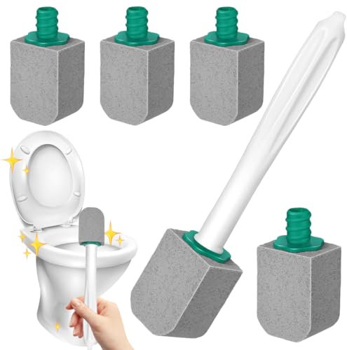 Lot de 5 nettoyants pour toilettes en pierre ponce - Avec long manche - Pour toilettes, salles de bains, cuisines, piscines - Élimine les taches tenaces