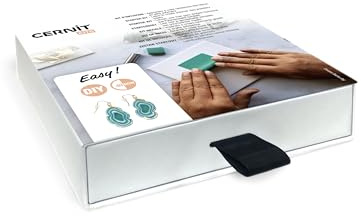 CERNIT CEKIT001C - Starterset 4 Mini-Blöcke Polymer-Modelliermasse à 25g, Modellierwerkzeuge, 1 bebilderte Schritt-für-Schritt-Anleitung, Schmuck, 1 Set